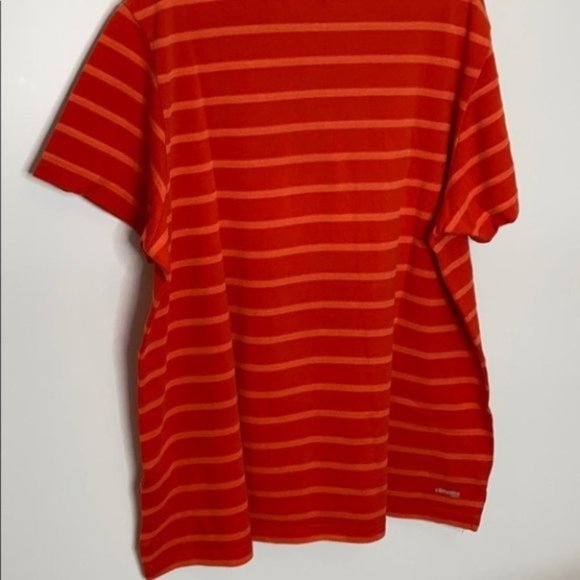 Adidas Climate Men Orange Collared Short Sleeve Striped Polo Shirt Size XXL - Picture 6 of 12